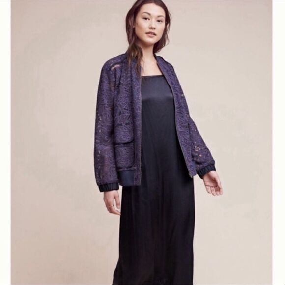 Anthro/Elevenses lace bomber jacket  - Picture 2 of 9